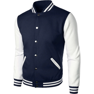 High Quality Wholesale OEM Custom Canvas Front Varsity Jacket <b>Men</b> Latest Designs Casual Winter Plus Size Embroidered Knitted - Product Image 2