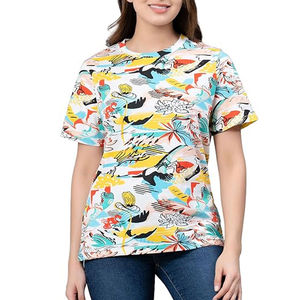 T-shirt en coton pour femme de qualité supérieure, avec motif graphique, tricoté, sublimation, nouveau design, techniques d'impression, vente en gros - Product Image 1