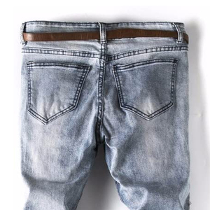 Men's Straight Casual <b>Denim</b> Pants 100% Breathable Eco-Friendly Lightweight <b>Material</b> Solid Color Pattern Elastic Waist Closure - Product Image 6