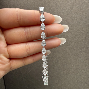 Bracelet en diamant taille poire, argent 925, classique pour femme, certifié IGI, couleur D, diamants cultivés en laboratoire - Product Image 1
