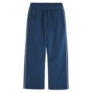 <b>Men's</b> Blue Cotton Sweatpants <b>Elastic</b> Waist Side Stripe Drawstring Casual Autumn Wear - Product Image 4