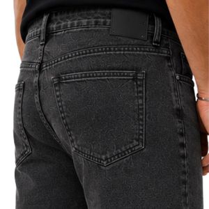 Custom <b>Black</b> Acid Wash Men Denim <b>Shorts</b> Casual Summer Cotton Straight Fit Raw Hem Printed <b>Jean</b> <b>Shorts</b> Custom Logo OEM Wholesale - Product Image 5