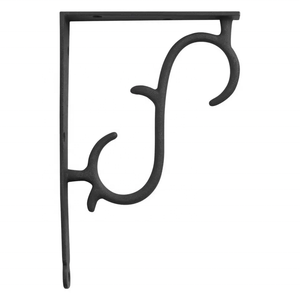 Heavy Duty <b>Black</b> Metal <b>Shelf</b> <b>Bracket</b> with Stylish Curved Design Ideal for Storage and Display - Product Image 1