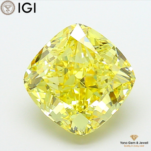 เพชรสีเหลืองสดใส ระดับความสะอาด VS1 น้ำหนัก 6.50 กะรัต ใบรับรอง IGI เพชร CVD ที่เพาะเลี้ยงในห้องปฏิบัติการ รูปทรงคุชชั่น สำหรับทำแหวนดีไซเนอร์ - Product Image 1