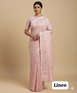 Tela de lino y algodón pura de alta calidad, mezcla de lino natural y algodón con intrincado trabajo de hilo – Sostenible - Product Image 1