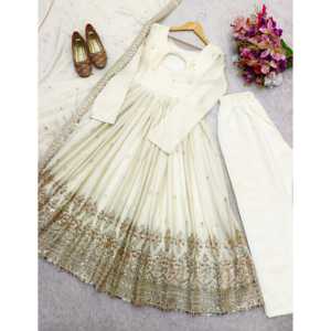 Hermoso vestido de mujer con trabajo de secuencia de bordado incluye conjunto de Pent y Dupatta - Product Image 1