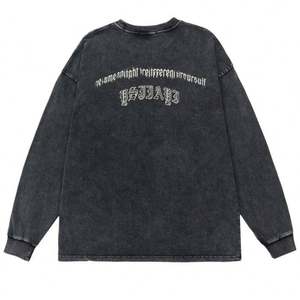Sweat-shirt surdimensionné en coton épais délavé style rétro pour homme, vêtement de mode streetwear - Product Image 2