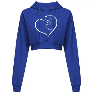 Sudadera con Capucha Corta de Alta Calidad 100% Algodón para Mujer, Sudadera para Gimnasio, Entrenamiento, Running, Sudaderas Cortas para Mujer - Product Image 1