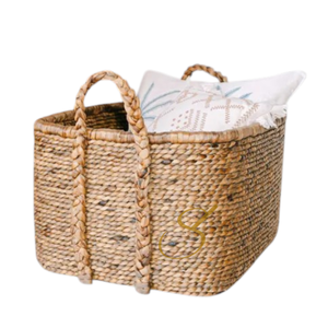 <b>Extra</b> <b>Large</b> <b>Laundry</b> <b>Basket</b> – Square Boho Hamper – Woven Decorative <b>Basket</b> – Storage <b>Basket</b> Made of Natural Water Hyacinth - Product Image 1