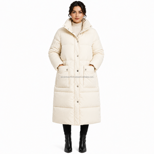 Manteau matelassé long coupe-vent à capuche pour femme, veste chaude personnalisée pour l'hiver, vente en gros OEM, fabricant, mode féminine - Product Image 1
