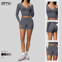 Shorts de yoga taille haute extensibles à manches longues en Spandex/Nylon respirant et écologique, couleurs unies, grandes tailles, OEM/ODM, séchage rapide