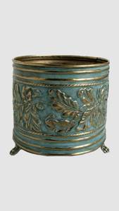Ensemble de 3 pots de fleurs en métal galvanisé avec support en fer noir et plateau en bois pour le jardin - Product Image 2