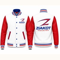Veste Bomber Varsity Personnalisée Blanche et Noire à Boutons Pression Ziakot Industry – Vente en Gros Directe
