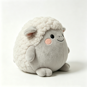 Peluche de oveja redonda, suave y esponjosa, de color gris, para niños. - Product Image 2