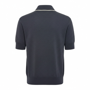 Camiseta de punto de manga corta para hombre, 100% algodón, con cremallera de un cuarto, texturizada, ajustada, informal, 220g, superventas 2026 - Product Image 2