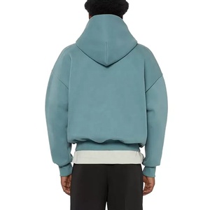 Sweat à capuche double fermeture éclair avec logo personnalisé pour hommes Vente en gros Pull oversize Sweat-shirt à capuche lourd à épaules tombantes pour l'hiver - Product Image 3