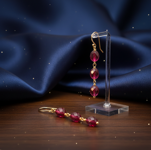 ต่างหูห้อยรูปวงรีสีแดงขนาด 5.5 นิ้ว สวยงาม ทำจากเงินแท้ 925 ชุบทอง 18K ต่างหูยาวแบบโดดเด่น เหมาะสำหรับใส่ไปงานปาร์ตี้ - Product Image 3