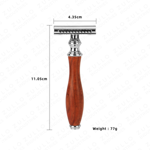 Rasoir de sécurité professionnel à manche en bois rouge, rasoir manuel réutilisable extra long avec lame tranchante pour le soin personnel - Product Image 2
