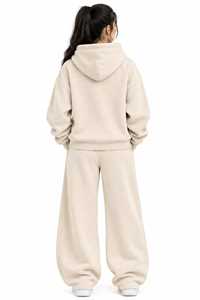 Ensemble de survêtement à capuche 2 en 1 pour femmes, broderie à pois, coupe ample, manches longues, vêtements décontractés d'automne, 100% coton - Product Image 2