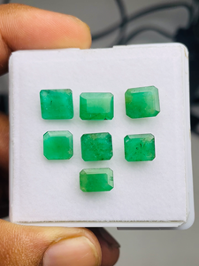 Lote de 7 Piedras Preciosas de Esmeralda Natural de Zambia, Corte Esmeralda, Certificadas por IGI, Buena Calidad, Lustre Excelente, Color Verde Perfecto para - Product Image 4