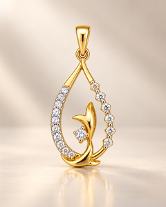 Pendentif Cœur en Or Massif 14K Laxmi avec Diamant Blanc Naturel Taille Brillant, Bijou de Mariée, Cadeau d'Anniversaire de Mariage HRD - Product Image 2