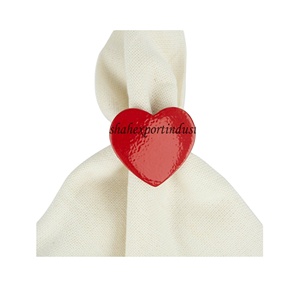 Servilletero de Metal con revestimiento rojo en forma de corazón decorativo para boda, vacaciones, cena, fiesta, decoración de mesa, servilletero - Product Image 2