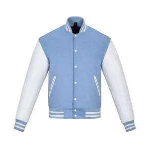 Wholesale High-Quality Men's Varsity <b>Jacket</b> with Sheep Fur Knitted Sleeve Buttons - Product Image 3