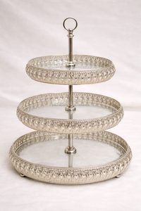 Support à gâteau 3 étages en argent allemand JM INTERNATIONAL JM-005119, style bohème en métal - Product Image 3