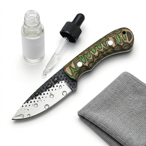 Cuchillo de caza hecho a mano y forjado a mano con hoja fija, mango de madera Pakka verde, para desollar, acampar, bushcraft, EDC, cuchillo utilitario para exteriores. - Product Image 5
