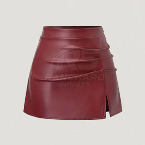 Jupe mini taille haute en cuir véritable pour femme, coupe ajustée, style décontracté, streetwear élégant pour l'hiver, vente en gros OEM - Product Image 2