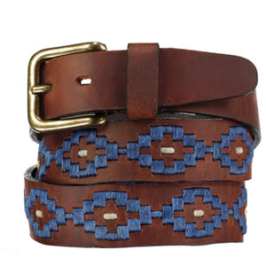 Wholesale Custom Men's Classic Star Genuine Leather Equestrian Polo Belt Embroidered Horse Riding Accessory for sale - Product Image 6