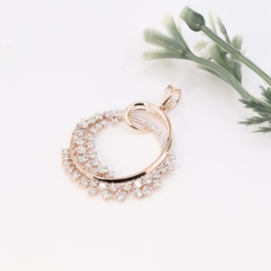 Collar con Colgante Redondo en Espiral de Oro Rosa, Diamante Cultivado en Laboratorio, Círculo Abierto con Cinta, Joyería Fina para Mujer, Regalo de Aniversario de Bodas - Product Image 4