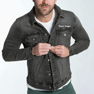 Veste en jean délavée 100 % coton de haute qualité, coupe courte, style vintage décontracté, fermeture boutonnée, style hip-hop - Product Image 1