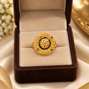 ชุดสร้อยคอยาวพร้อมจี้ทรงกลม |   เครื่องประดับทอง 24K ชุบทองแดงทองเหลืองขัดเงา |   ชุดเครื่องประดับเจ้าสาวแบบดั้งเดิม ต่างหู สร้อยข้อมือ และแหวน - Product Image 3