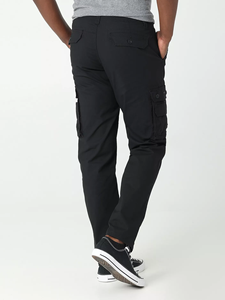 Pantalon cargo noir pour homme, taille élastique, plusieurs poches, style décontracté, tissu en toile mi-lourd, respirant, à porter au printemps - Product Image 4
