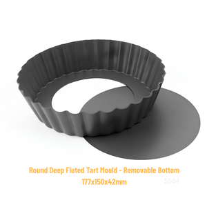 Molde para Tartas Acanalado Profundo de 6 Pulgadas de Diámetro y 1.6 Pulgadas de Profundidad, con Fondo Desmontable, Mini Moldes Negros para Tartas con Bordes Acanalados, Herramienta para Hornear Postres - Product Image 2