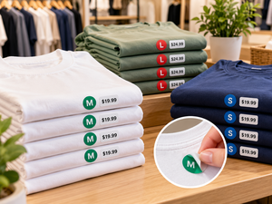 Étiquettes personnalisées en vinyle imperméable avec adhésif sûr pour vêtements, emballages de détail et articles vestimentaires - Product Image 1