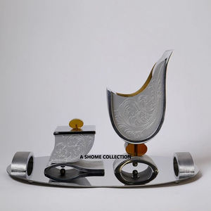 Quemador de incienso y cuenco decorativos de Latón chapado en plata muy bien diseñados - Product Image 1