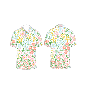 Polo à manches courtes pour hommes, blanc, imprimé floral multicolore, décontracté, mode été, chemise de golf - Product Image 3