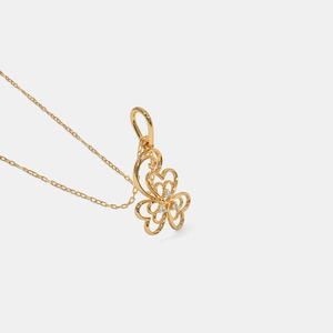 Yellow <b>Gold</b> Floral <b>Infinity</b> Swirl Lab Grown Diamond Pendant <b>Necklace</b> - Product Image 2