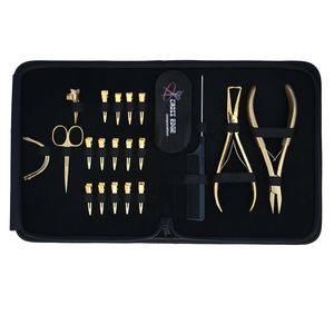 Juego completo de herramientas para extensiones de cabello con alicates de microanillos, herramienta para enhebrar cuentas, mini tijeras de corte, peine divisor de cabello y accesorios. - Product Image 1