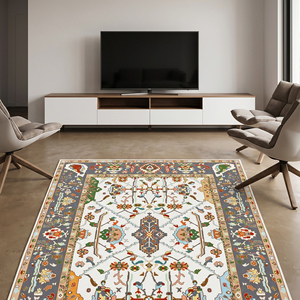 Alfombra Clásica de Lana Anudada a Mano de Primera Calidad, Multicolor, Tradicional Persa con Medallón Floral, Pelo Plano, para Sala de Estar y Dormitorio - Product Image 4