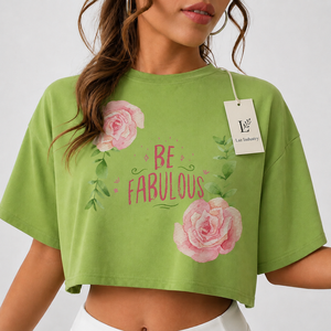 Top Corto de Manga Corta 100% Algodón Antiarrugas con Logotipo Personalizado, Calidad Superior, Transpirable, Ecológico, Ajustado para Mujer, Verano - Product Image 1