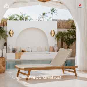Tumbona Plegable de Madera de Teca de Lujo Surya, Tejida a Mano con Cuerda, Portátil, para Piscina, Villa, Resort, Hotel, Patio y Jardín - Product Image 1