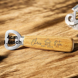 Personalised Bottle Opener Custom Engraved Wooden Handle Handmade Wood And Stainless Steel Bottle Cap Opener <b>Bar</b> <b>Tool</b> - Product Image 2