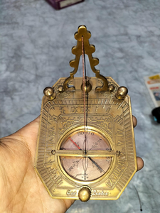 Boussole solaire antique en laiton, instrument de navigation nautique avec gnomon pliable, objet de collection maritime, décoration de bureau, cadeau - Product Image 3