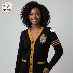 Sigma Gamma Rho Women's Winter Casual Blue <b>Cardigan</b> <b>Sweater</b> Greek Embroidery 100% Cotton Knitted Full Sleeve V-neck Breathable - Product Image 4
