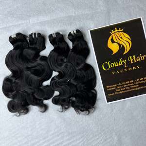 Mechones de cabello humano ondulado de alta calidad, venta al por mayor de fábrica, extensión de cabello humano Remy, Color negro Natural, tamaño de 30 pulgadas 10A - Product Image 5