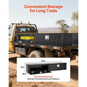 Caja de herramientas para camiones, 72x13x16 pulgadas, banda de rodadura de aluminio negro, puertas de doble caída, organización de almacenamiento con cerradura resistente, Topsider - Product Image 3