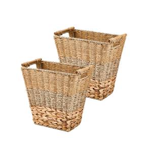 Paniers de rangement multi-usages rustiques et écologiques en jacinthe d'eau avec poignées pour salle de bain et chambre à coucher - Product Image 1